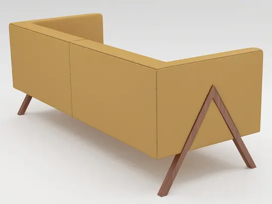 Диван триместен ТУТРАКАН ANT 03 - сниман от заден профил, в жълта дамаска