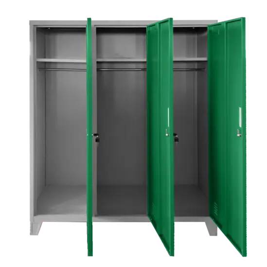 Метален гардероб детски BTL JZ с 3 отделения 150x120x40 см, отворен, зелен