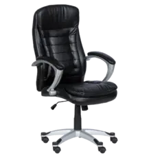 Директорски стол АЛБЕРТ- снимка отпред, черна еко кожа