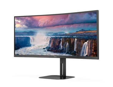 Монитор AOC CU34V5C/BK, 34' Curved 1500R VA WLED, 3440x1440@100Hz, 4ms GtG, 1ms MPRT, 300cd m/2, 3000:1, 20M:1 DCR, Adaptive Sync, FlickerFree, Low Blue Light, 5Wx2, Tilt, Height Adjust, Swivel, HDMI, DP, USB hub