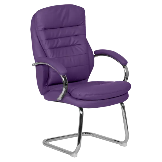 Посетителски стол ЛАЗАРИНА- лилава еко кожа, меки подлакътници