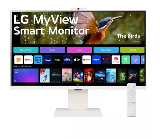 Монитор LG 32SR85U-W, 31.5' IPS Smart webOS, Full HD Web cam, AG, 5ms, 1000:1, 400cdm, DCI-P3 95%, 4K UHD (3840x2160), ThinQ, HDR 10, HDMI, USB Type-C-PD 90W, Wi-Fi Bin, AirPlay 2, Bluetooth, Speakers 5W x 2, Height Adjustable, Tilt, White
