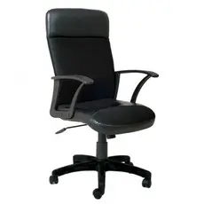 Директорски стол LARGO- снимка отпред, черна еко кожа и меш