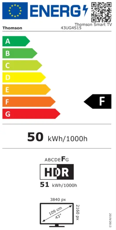 Телевизор Thomson 43" UHD Google TV; 3840 x 2160 (4K UHD), DLED, 60 Hz, Dolby Audio, Google Cast, DVB-T/T2/C/S/S2, HDR10,  Wi-Fi, Bluetooth, LAN, HDMI 3 (2.1), USB 2 (2.0), AV IN, Hotel mode, Side Feet, Black