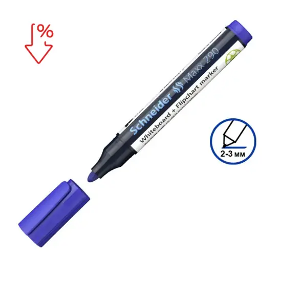 Маркер за бяла дъска и флипчарт Maxx 290 презареждащ син с пиктограма за намаление