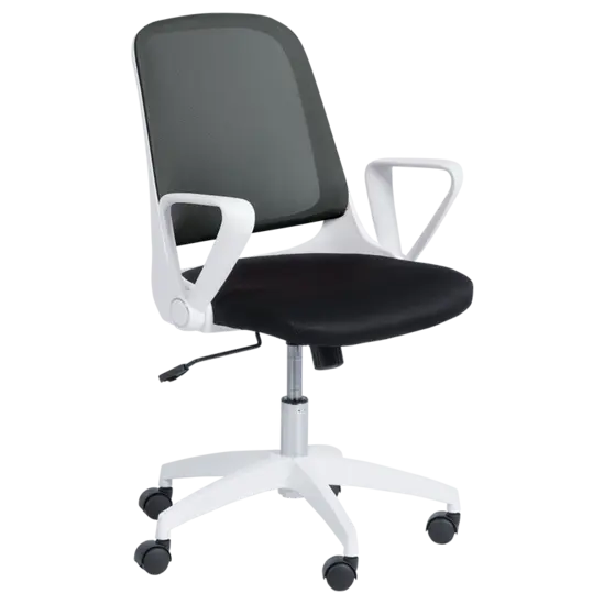 Работен стол ДИЛЯН-бяла база, черен