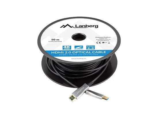 Кабел Lanberg HDMI MM v2.0 cable 50m optical black aoc