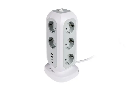 Разклонител Verbatim EUPT-01 EU Power Tower 11 AC with 2 x USB-C  2 x USB-A