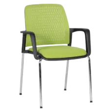 Посетителски стол КАВО-снимка отпред, зелен цвят дамаска