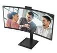 Монитор AOC CU34E4CW, 34" Curved 1500R, VA, WLED, 3440x1440@120Hz, 4ms GtG, 1ms MPRT, 350cd m/2, 3500:1, 50M:1 DCR, Adaptive Sync, FlickerFree, Anti-Blue Light, 5Wx2, Webcam 5MP, Tilt, Height Adjust, Swivel, 2xHDMI, DP, USB hub, KVM, RJ45