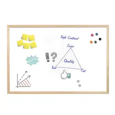 Бяла магнитна дъска с дървена рамка 60х90 см - снимка на дъската отпред, чертано върху нея