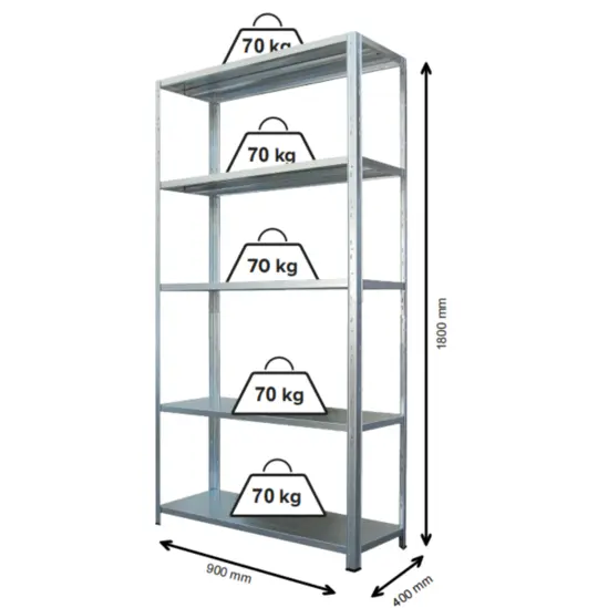 Метален стелаж поцинкован FRT - размери, товароносимост