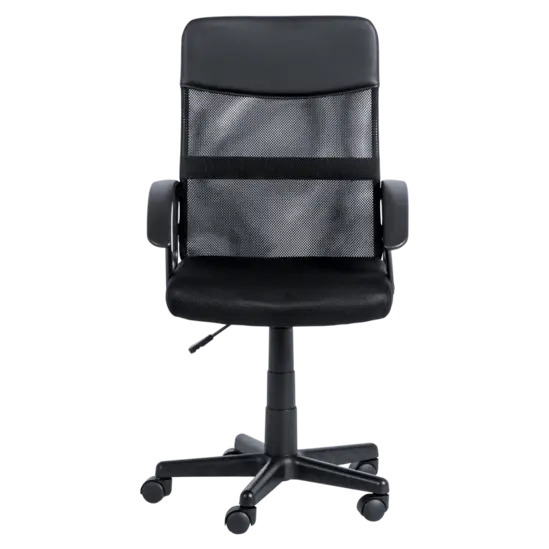 Работен стол АРИА-снимка отпред, черна еко кожа, мрежа