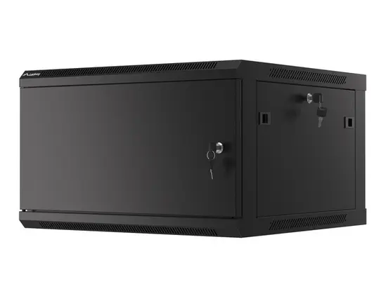 Комуникационен шкаф Lanberg rack cabinet 19' wall-mount 6U600x600 for self-assembly with metal door black (flat pack)