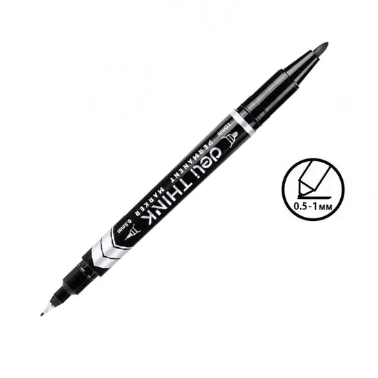 Перманентен маркер Deli двувърх - 0.5 - 1 mm