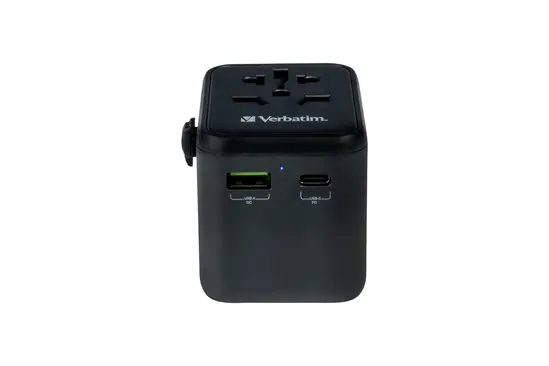Адаптер Verbatim UTA-02 Universal Travel Adapter with 1 x USB-C PD 20W  1 x USB-A QC 3.0
