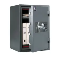 Метален сейф PMT комбиниран 67 EN EL - сив, сниман отпред