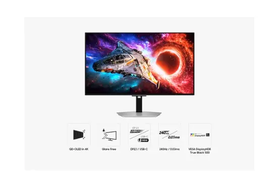 Монитор Samsung 32'' LS32HG800SU Odyssey OLED G8 4K 3840x2160 0.03ms 240Hz Glare Free DP 2.1 (UHBR20) & USB-C (98W) Silver + Logitech G102 Mouse, Lightsync RGB, 8000 DPI, 6 Programmable Buttons, Black