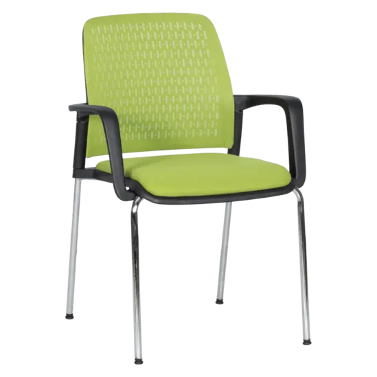 Посетителски стол КАВО-снимка отпред, зелен цвят дамаска