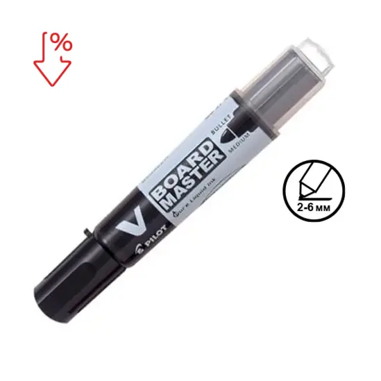 Маркер за бяла дъска Pilot Master презареждащ черен с пиктограма за намаление
