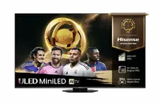 Телевизор Hisense 65' U8Q, 4K Ultra HD 3840x2160, Mini Led Pro, FALD, Quantum Dot, 165Hz, IPS, HDR 10+, HLG, Dolby Vision IQ, Dolby Atmos, Smart TV,Light Sensor,WiFi 5GHz, WiFi Direct, BT, Anyview Cast, 3xHDMI, 2xUSB, LAN, CI+, DVB-T2CS2, Black