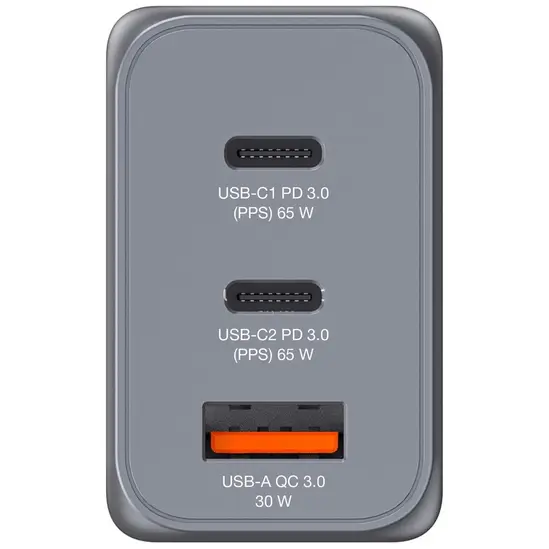 Зарядно устройство Verbatim GNC-65 GaN Charger 3 Port 65W USB AC (EUUKUS)