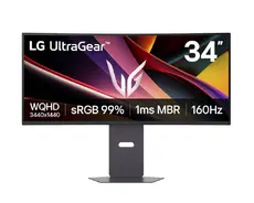 Монитор LG 34G600A-B, 34", UltraGear 21:9 Curved, VA, 1ms MBR, 5ms, WQHD (3440x1440), 160Hz, HDR 10, 4000:1, 300cdm2, sRGB 99%, Free-sync, NVIDIA G-SYNC Compatible, VRR, HDMI, DP, Speakers 5Wx2, LG Switch, Height, Swivel, Tilt, Black