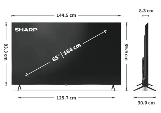 Телевизор Sharp 65HP5265E, 65" QLED Google TV, 4K Ultra HD 3840x2160 Frameless, 1 000 000:1, AQUOS, DVB-TT2CSS2, Active Motion 1000, HDR10, Dolby Atmos, Dolby Vision, Google Assistant, Google Cast, HDMI 2.1 with eARC, 3.5mm Headphone jack  line-out, 