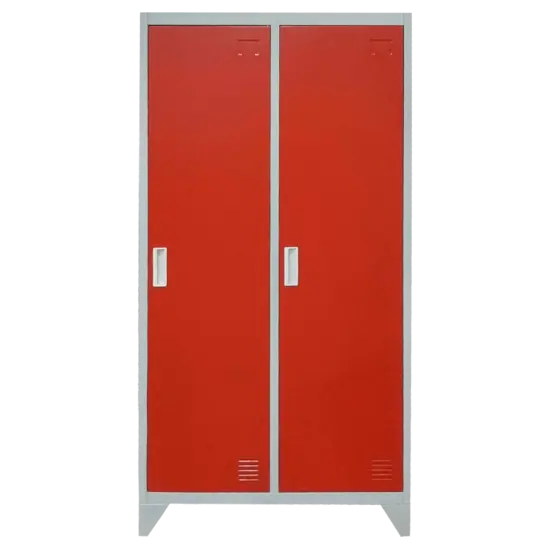 Метален гардероб BTL с 2 отделения 80x40x140 - червен, сниман отпред, затворени врати