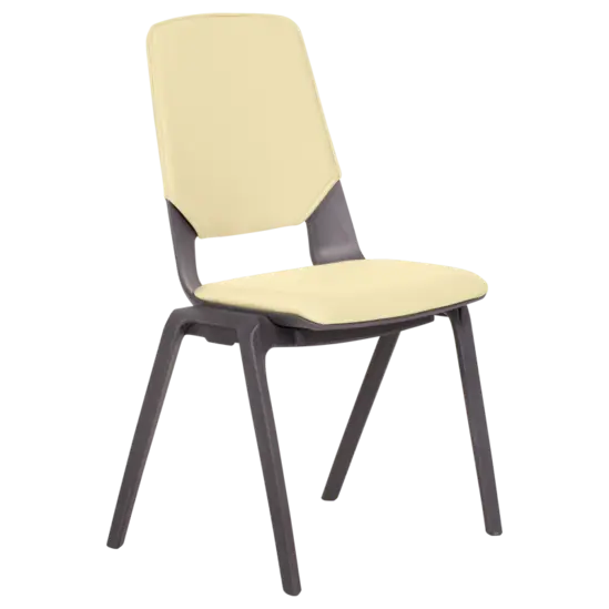 Посетителски стол ЛЕВЕНА- жълт цвят, дамаска