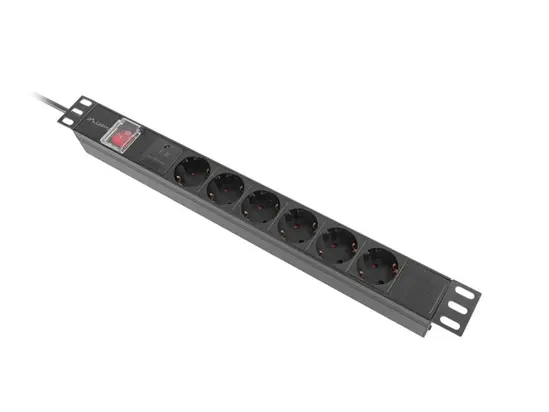 Разклонител Lanberg power distribution unit (pdu) 19' 1U 16a 2m 6x schuko outlets black