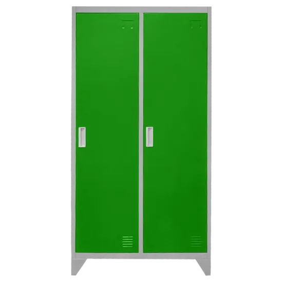 Метален гардероб BTL с 2 отделения 80x40x140 - зелен, сниман отпред, затворен
