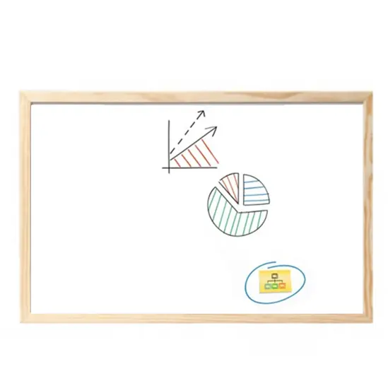 Бяла дъска с дървена рамка 40х60 см - с рисунки на нея