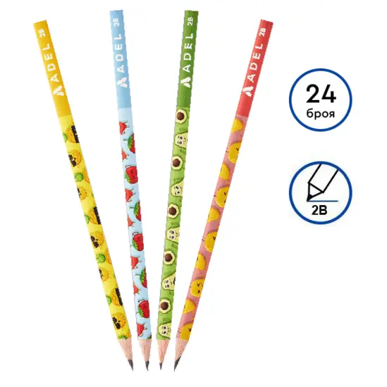 Молив Adel Fruit 2B 24 броя