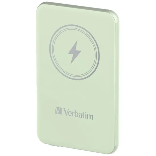 Външна батерия Verbatim MCP-5GN Power Pack 5000 mAh with UBS-C® PD 20W  Magnetic Wireless Charging 15W Green