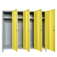 Метален гардероб BTL JZ с 4 отделения 150x159x40 см жълт с 4 отворени врати и 4 рафта
