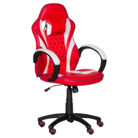 Геймърски стол МАРВЕН- еко кожа в два цвята, червено с бяло