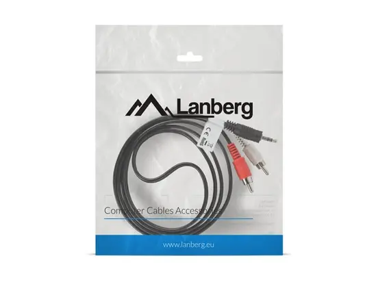 Кабел Lanberg mini jack 3.5mm (M) 3 pin - 2X RCA  (chinch) (M) cable 1.5m