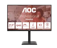 Монитор AOC Q32E4U, 31.5" IPS WLED, 2560x1440@100Hz, 4ms GtG, 350cd m/2, 1000:1, 20M:1 DCR, Adaptive Sync, FlickerFree, Anti Blue Mode, 3Wx2, Tilt, Height Adjust, Pivot, Swivel, 2xHDMI, DP, USB Hub