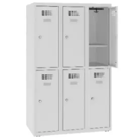 Метален гардероб FRT детски 6 отделения с рафт 145х90х50 см- с отворена горна дясна врата, сниман от близо