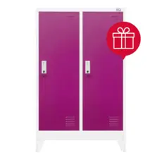 Метален гардероб с 2 отделения 120x80x40 см циклама с пиктограма за подарък