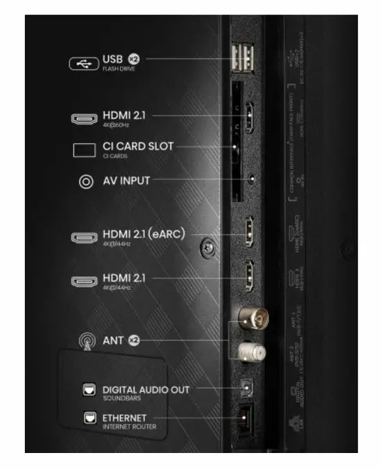 Телевизор Hisense 43" E7Q Pro, 4K Ultra HD 3840x2160, QLED, Quantum Dot, 144Hz, HDR 10+ adaptive, HLG, Dolby Vision, DTS Virtual X, Smart TV, WiFi 5GHz, WiFi Direct, BT, Anyview Cast, 3xHDMI, 2xUSB, LAN, CI+, DVB-T2CS2, Black