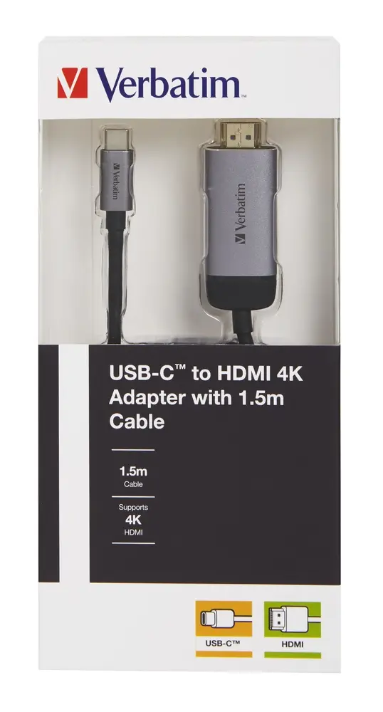 Адаптер Verbatim USB-C to HDMI Adapter - USB 3.1 Gen 1HDMI 1.5m Cable