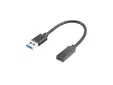 Кабел Lanberg USB-C (F) - USB-A(M) cable 0.15 m, black