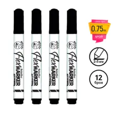 Маркер за бяла дъска FO-WB03 черен 4 броя с пиктограми