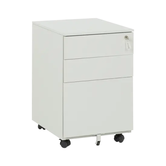 Метален контейнер J BTL с 3 чекмеджета - сив, сниман отстрани, затворен