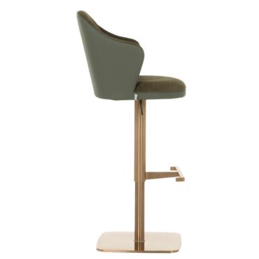 Бар стол БЛАГО-сниман отстрани, зелен цвят дамаска