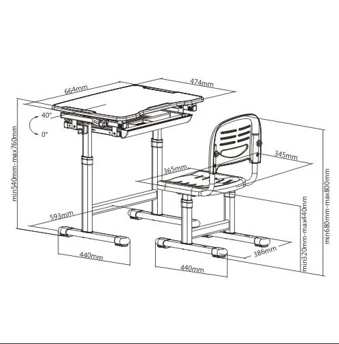Комплект ученически чин и стол 201 сив