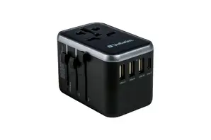 Адаптер Verbatim UTA-04 Universal Travel Adapter with 1 x USB-C PD 61W & QC 3.0  1 x USB-C  3 x USB-A
