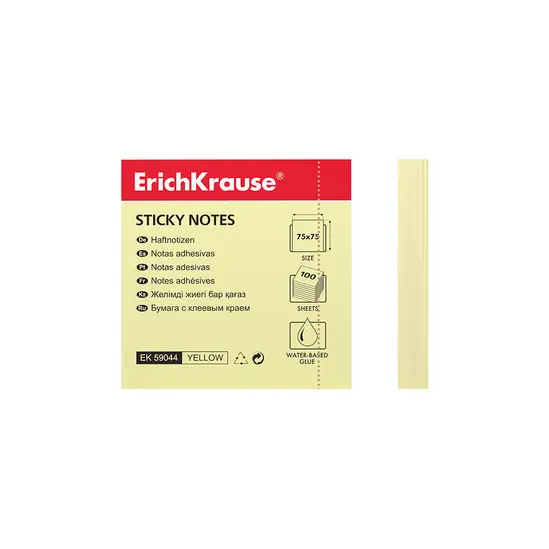 Самозалепващи листчета 75х75мм жълт пастел